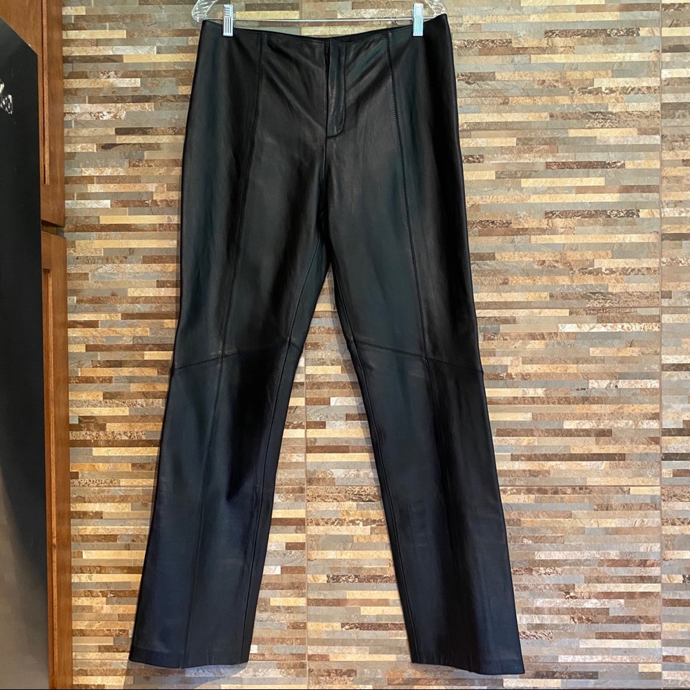 Nine West Leather Pants Size 10 Front Zip sz10